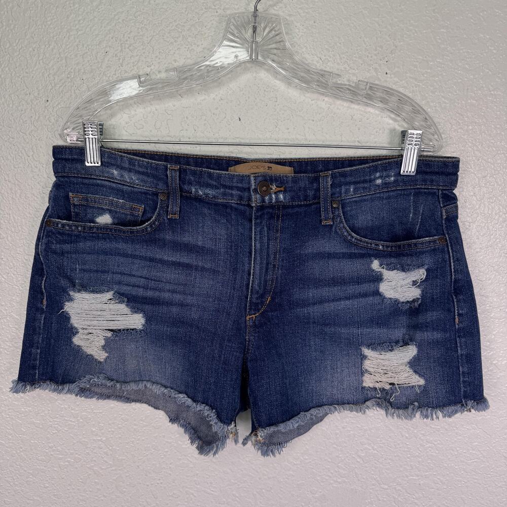 Joes Jeans Shorts Womens 31 Phoebe Distressed Cut Off Raw Hem Jean Denim Blue